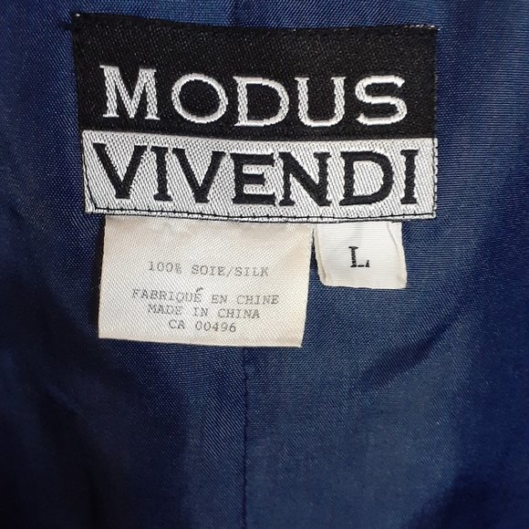 Modus Vivendi Blue Silk Bomber Jacket - Picture 3 of 4